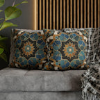 Luxurious Moroccan Tilework Inspired Pillow Cover: Teal, Beige, Brown Geometric Cushion Case