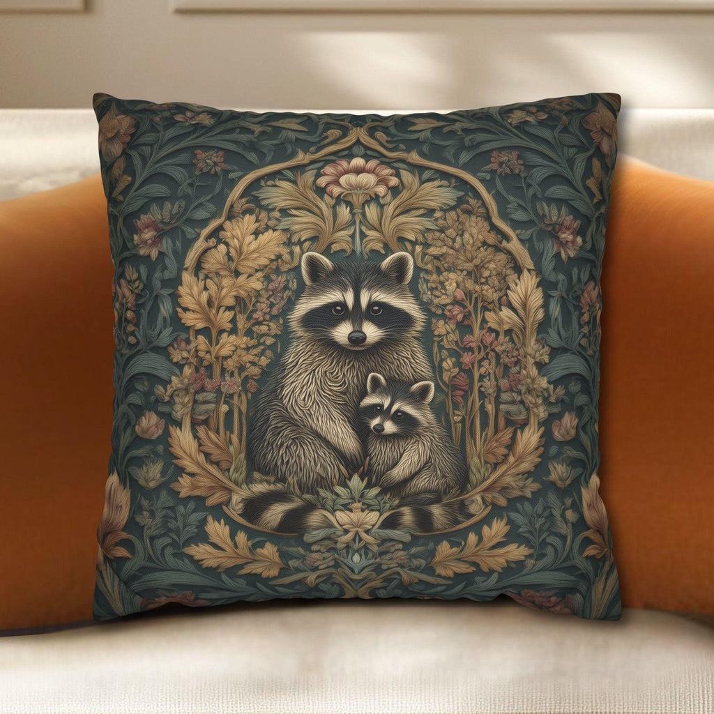 William Morris Raccoon Pillow Cover: Whimsical Woodland Animal Decor