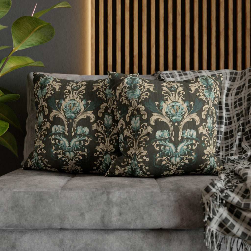 Vintage Style Floral Pillow Cover: Pale Blue Print, Farmhouse Chic