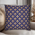 Gold and Royal Blue Fleur de Lys Pillow Cover: Classic French Heraldic Pattern