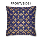Gold and Royal Blue Fleur de Lys Pillow Cover: Classic French Heraldic Pattern