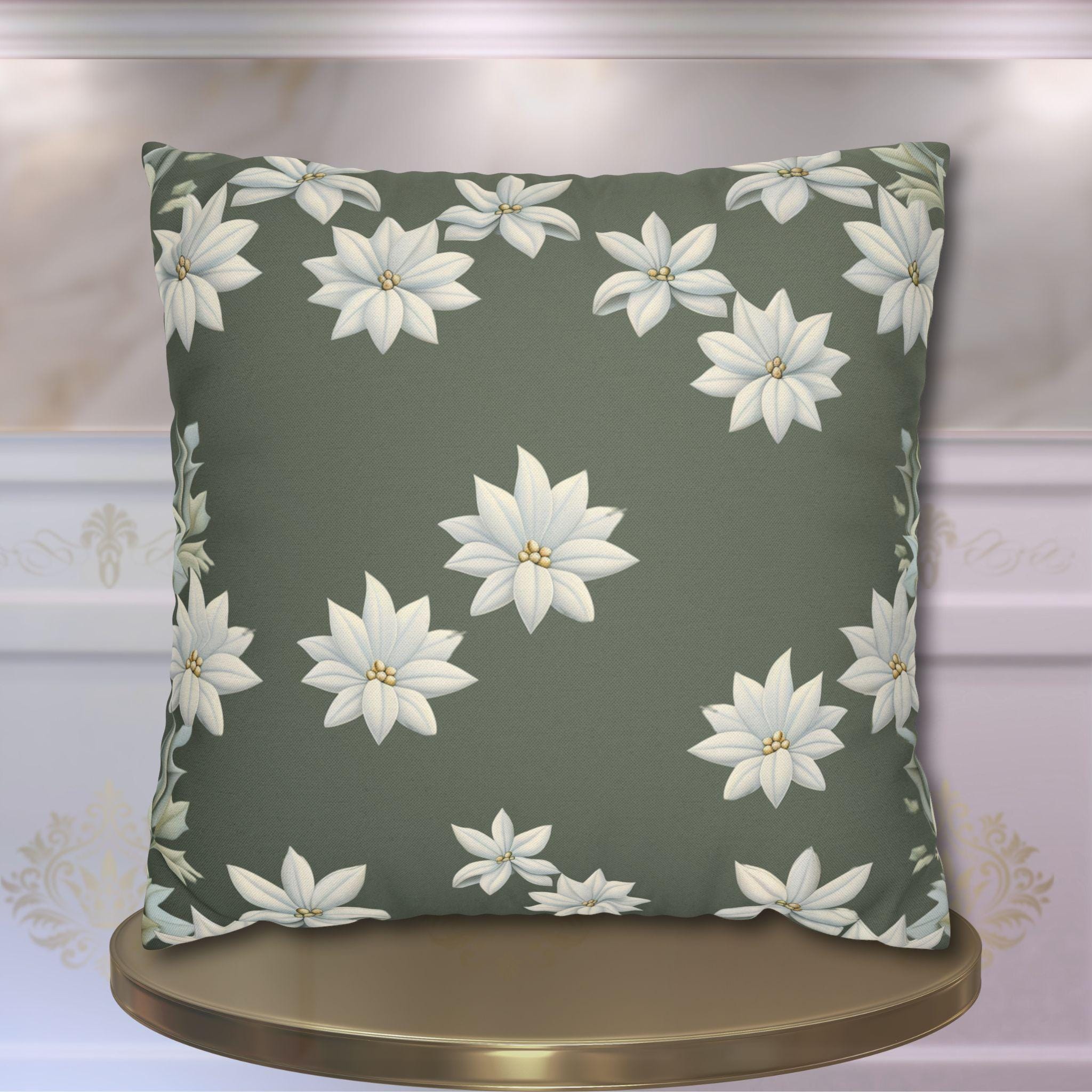 William Morris Inspired Pillow Cover: Botanical White Flowers on Soft Sage
