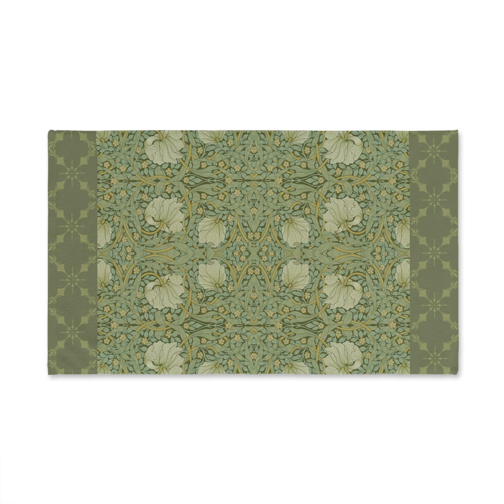 William Morris Pimpernel Hand Towel: Vintage Inspired Botanical Green Art Nouveau