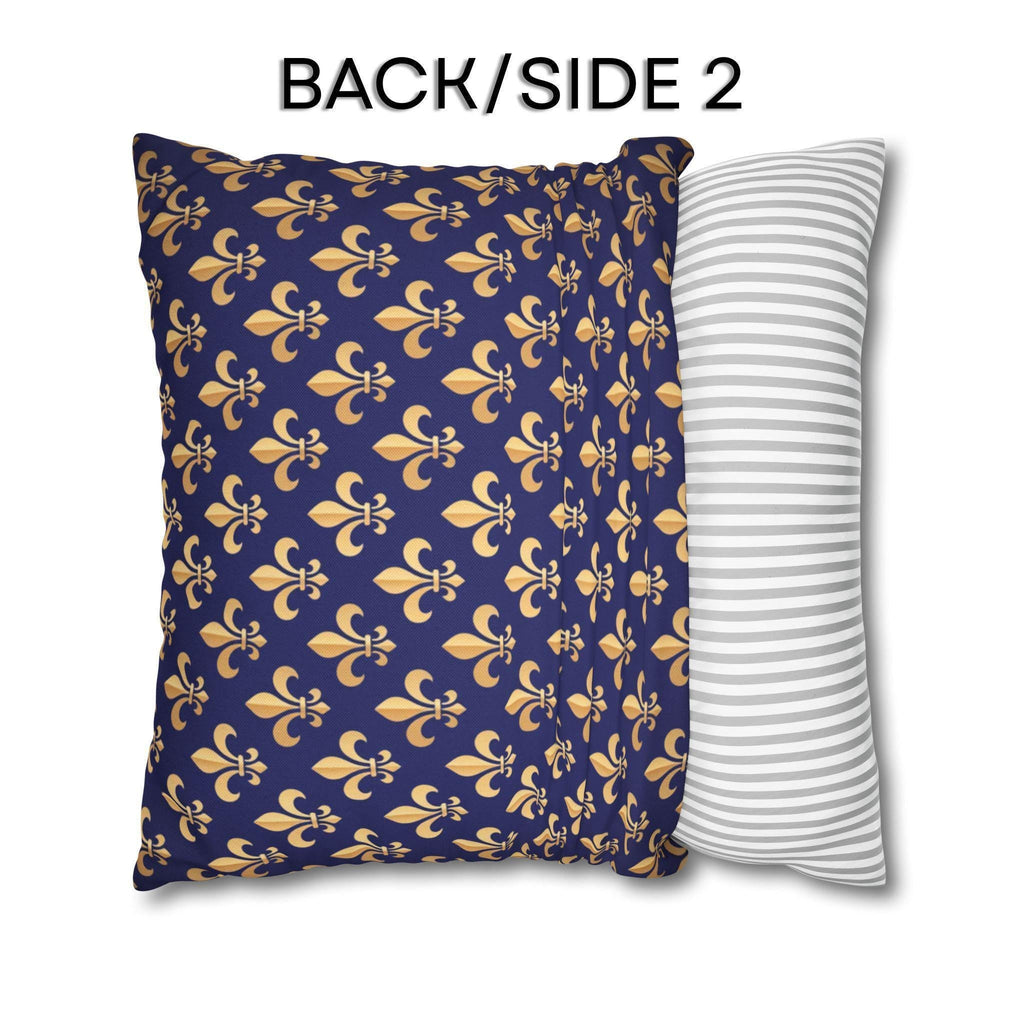 Gold and Royal Blue Fleur de Lys Pillow Cover: Classic French Heraldic Pattern
