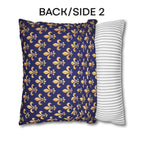 Gold and Royal Blue Fleur de Lys Pillow Cover: Classic French Heraldic Pattern