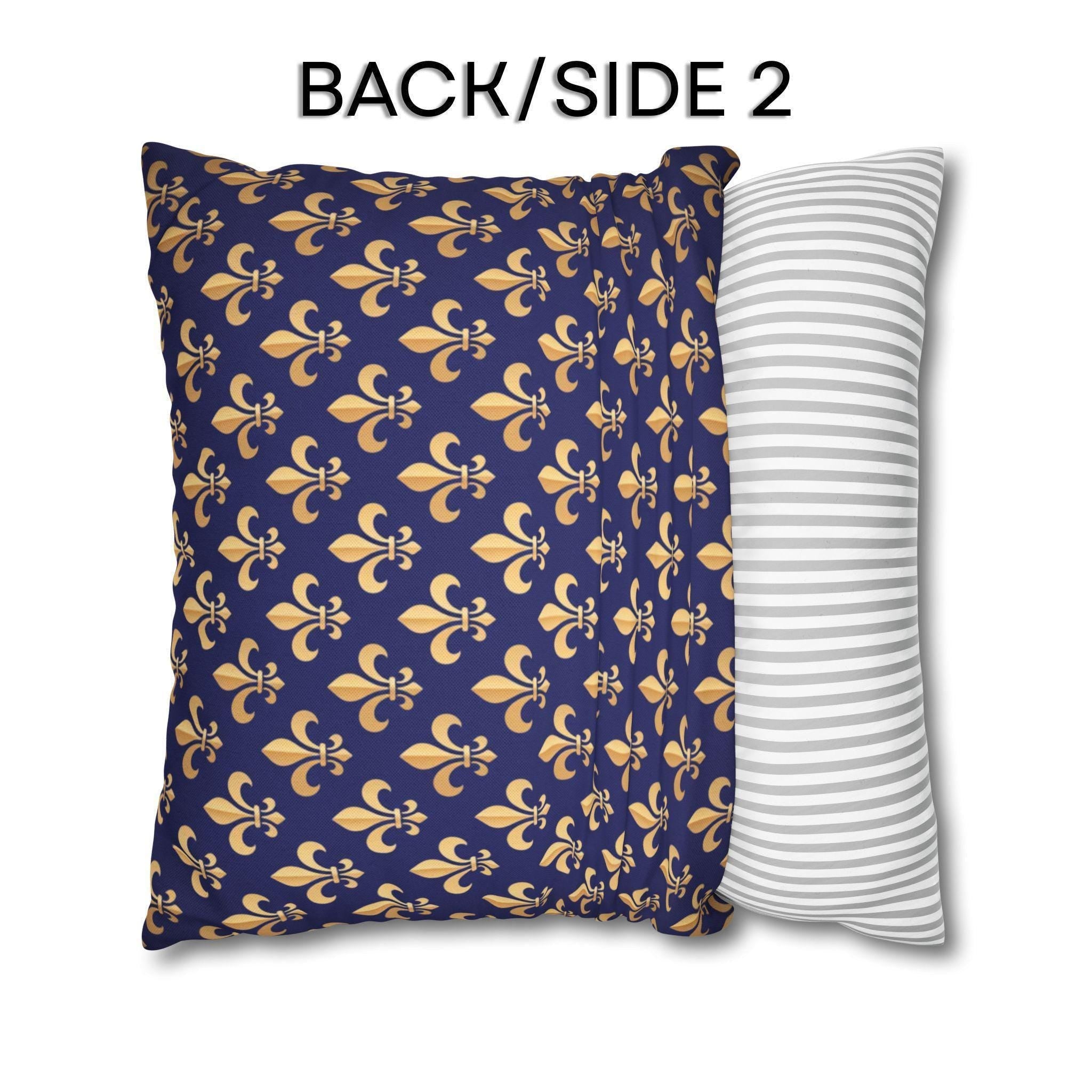 Gold and Royal Blue Fleur de Lys Pillow Cover: Classic French Heraldic Pattern