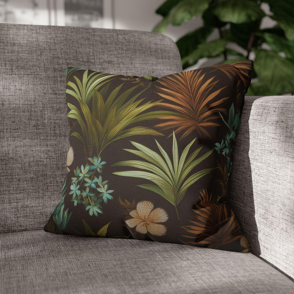 Earth Tone Tropical Leaf Pillow Cover: Jungle-Inspired Boho Cushion for Nature-Inspired Home Decor
