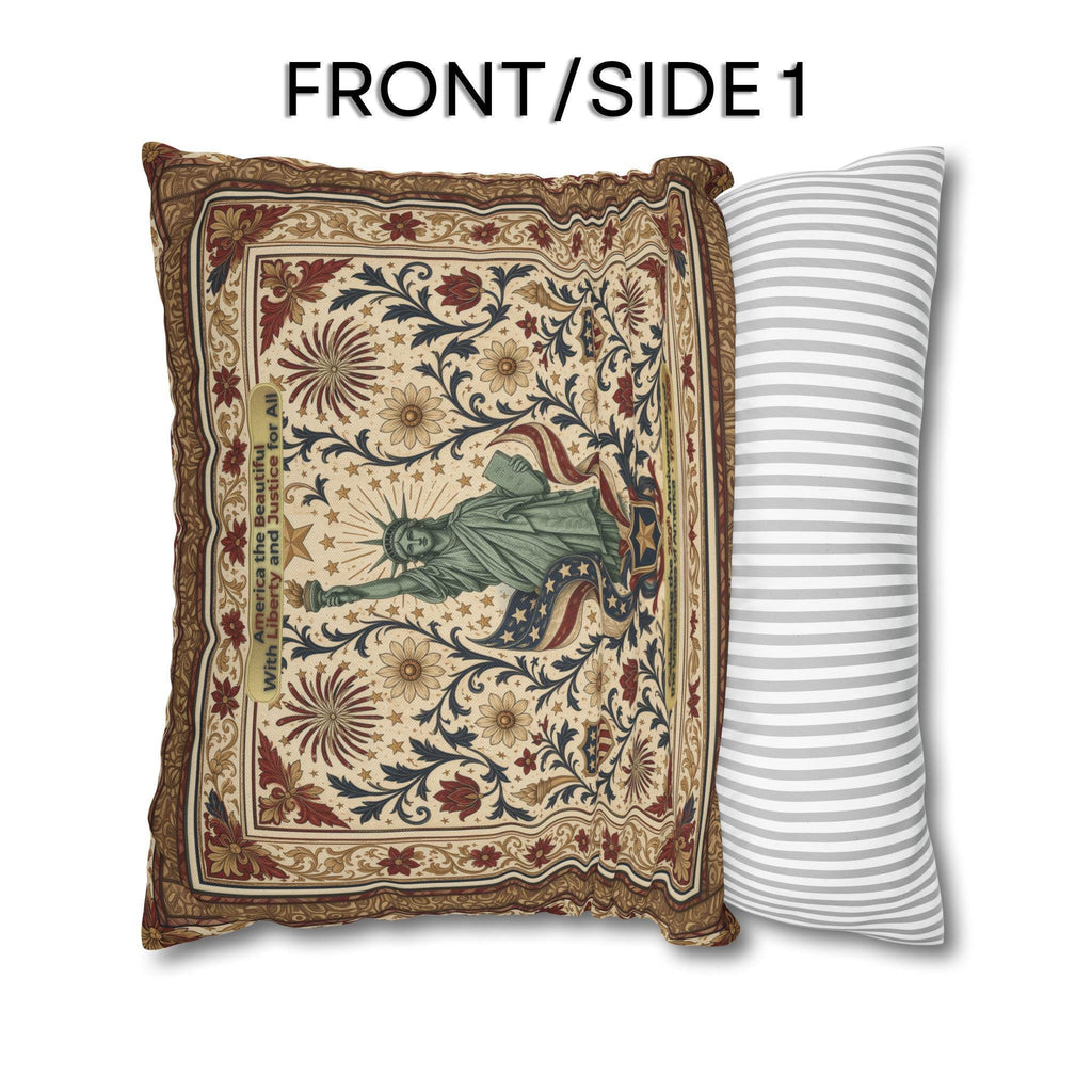 Patriotic Statue of Liberty Pillow Cover: Americana Heritage Design
