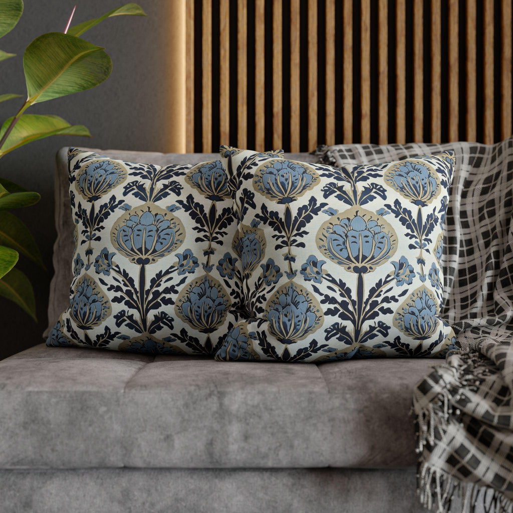 Floral Pillow Cover: Vintage Arts & Crafts Inspired Design (14x14 to 20x20 inches)