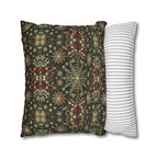 Elegant Gold Snowflake Poinsettia Square Pillow Cover: Holiday Tapestry Pattern for Christmas Home Decor