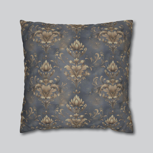 Damask Pillow Cover: Golden Floral Motifs, Vintage Style Home Decor