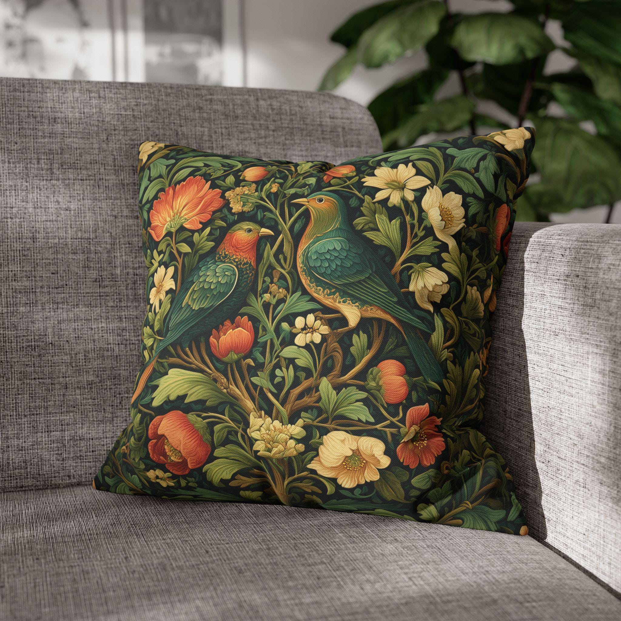 William Morris Love Birds Pillow Cover: Vintage Style Arts & Crafts Floral Cushion