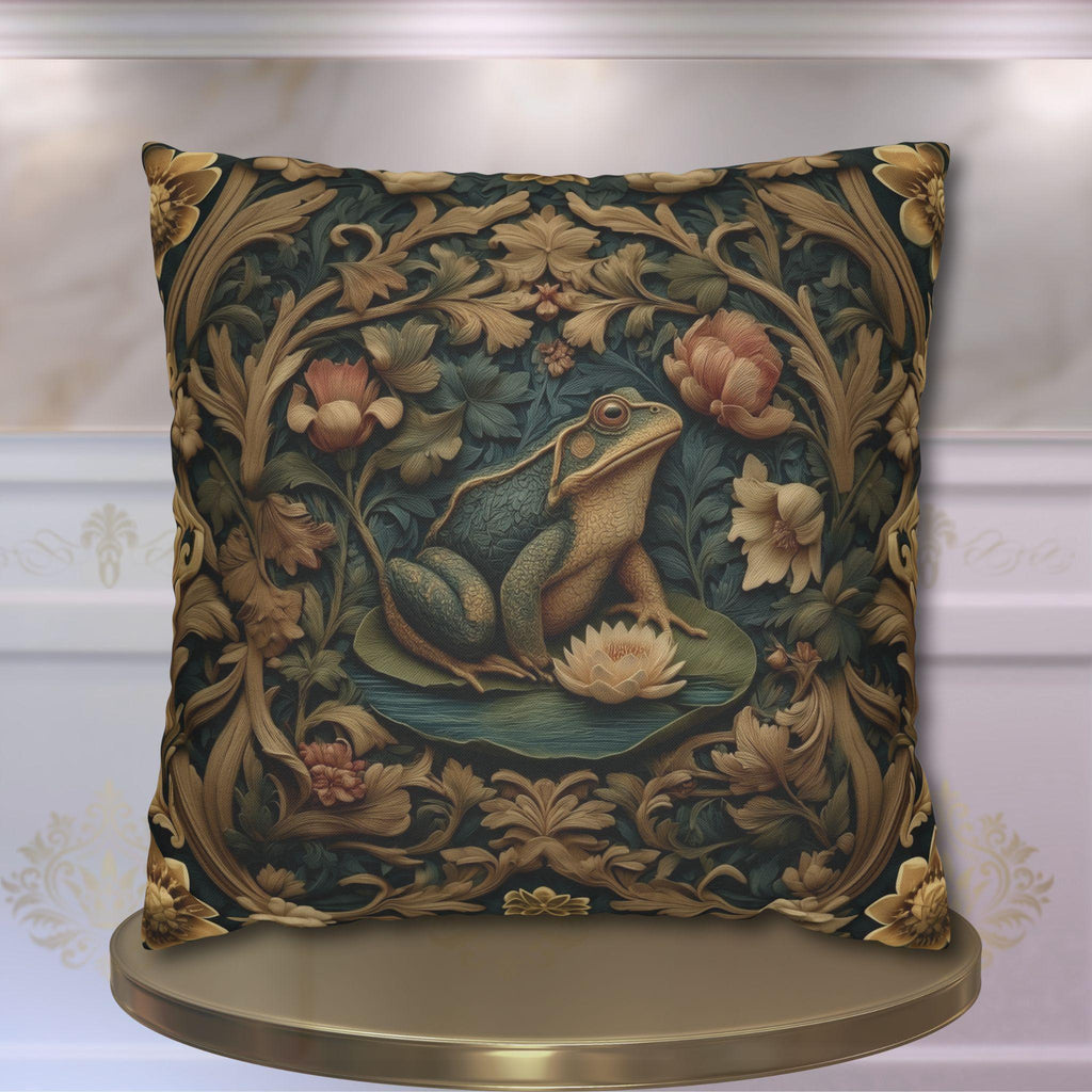 William Morris Inspired Frog Pond Pillow Cover: Botanical Spring & Summer Decor