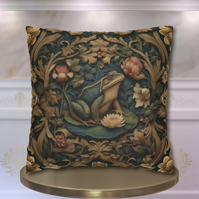 William Morris Inspired Frog Pond Pillow Cover: Botanical Spring & Summer Decor