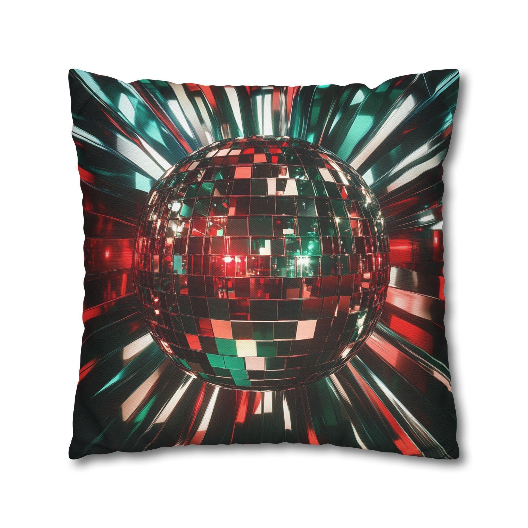 Retro Disco Ball Pillow Cover, Vibrant New Year's Eve Decor
