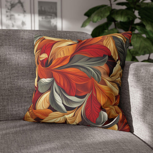 Autumn Leaves Pillow Cover Fall Foliage Throw Cushion Warm Harvest Color Accent Decor