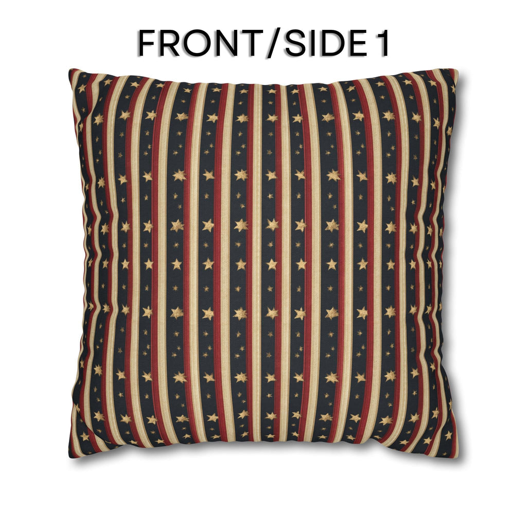 Farmhouse Patriotic Pillow Cover: Primitive Americana Stripe Decor