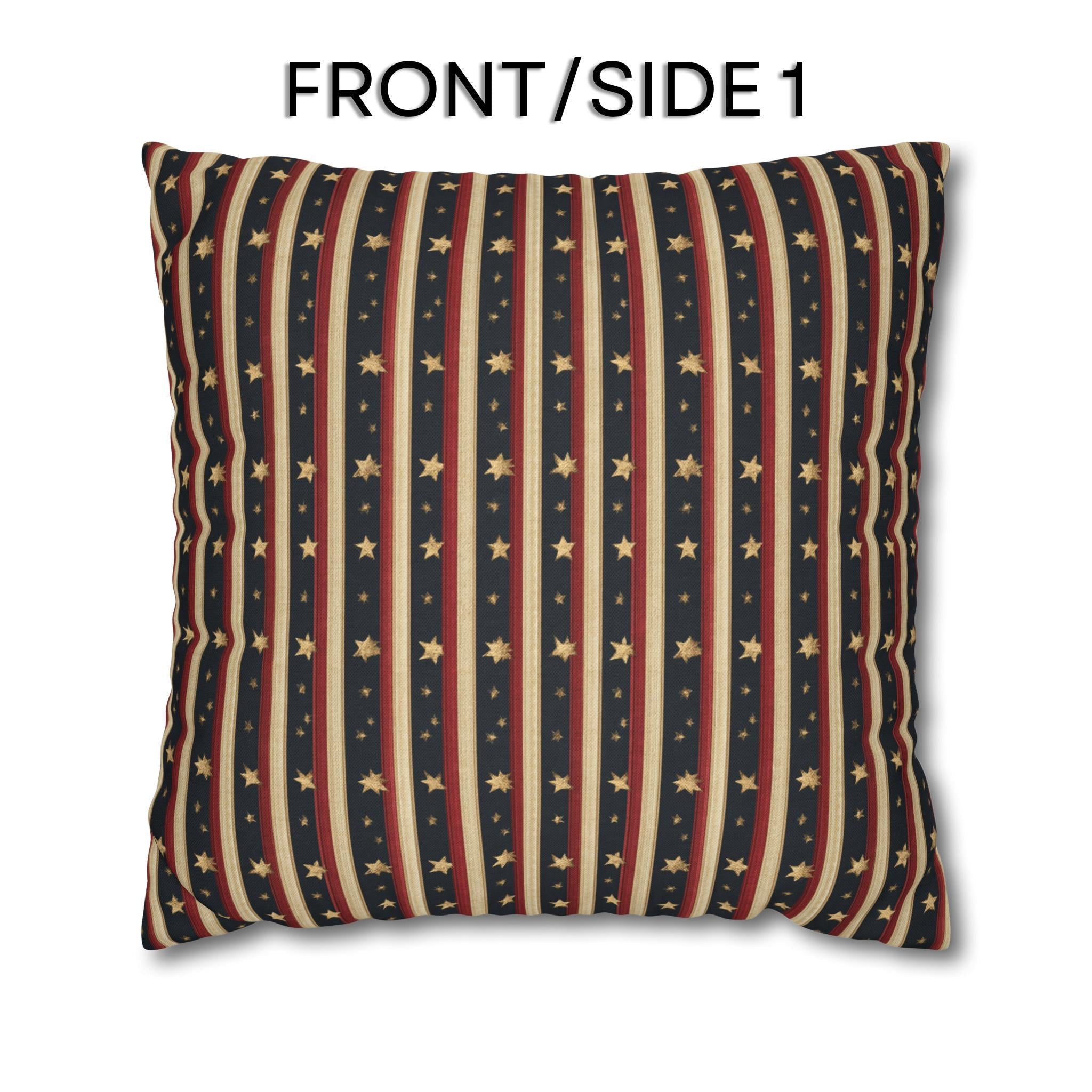 Farmhouse Patriotic Pillow Cover: Primitive Americana Stripe Decor