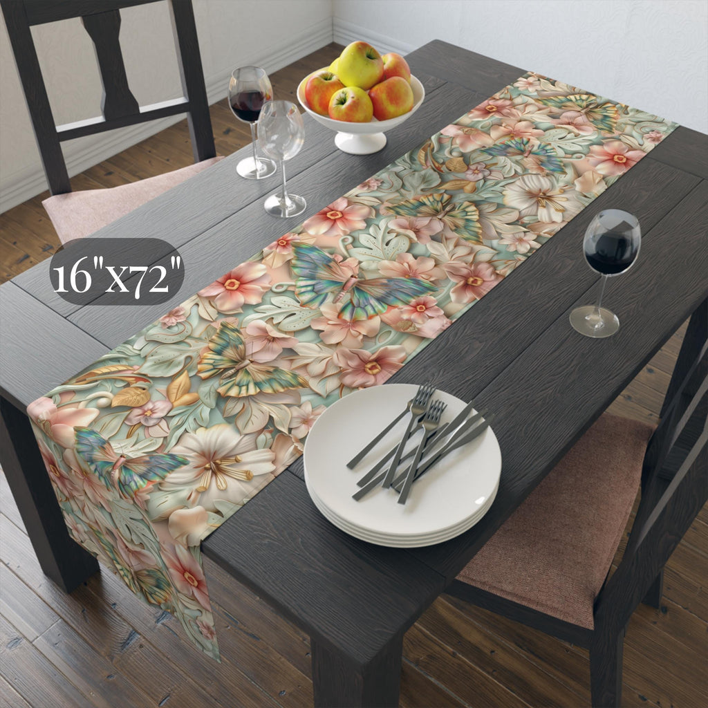 William Morris inspired Table Runner: Pastel Butterfly Garden