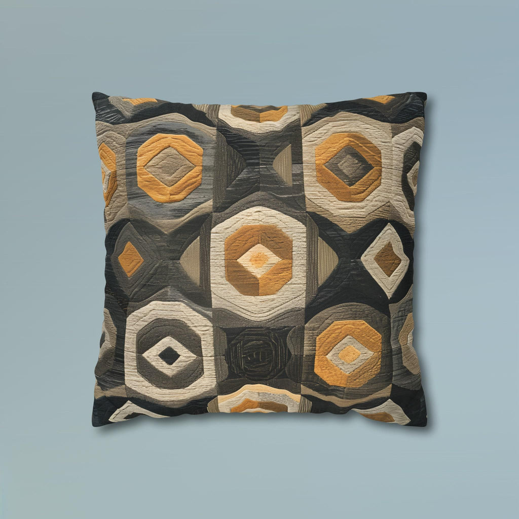 Modern Geometric Pillow Cover: Beige, Gold & Gray Cushion