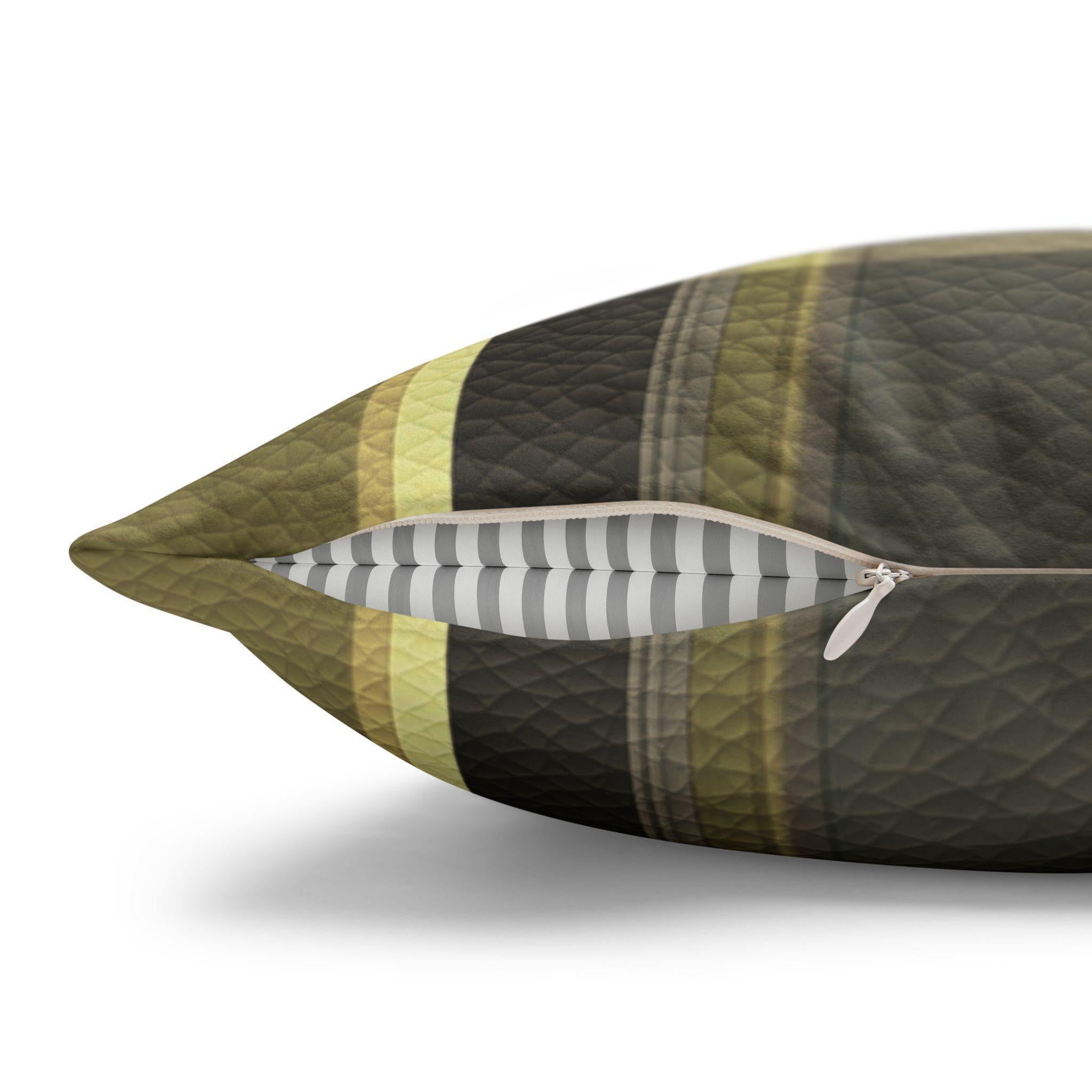 Vegan Faux Suede Material Printed Pillow Cover: Modern Olive & Golden Yellow Plaid Soft Leather-Look