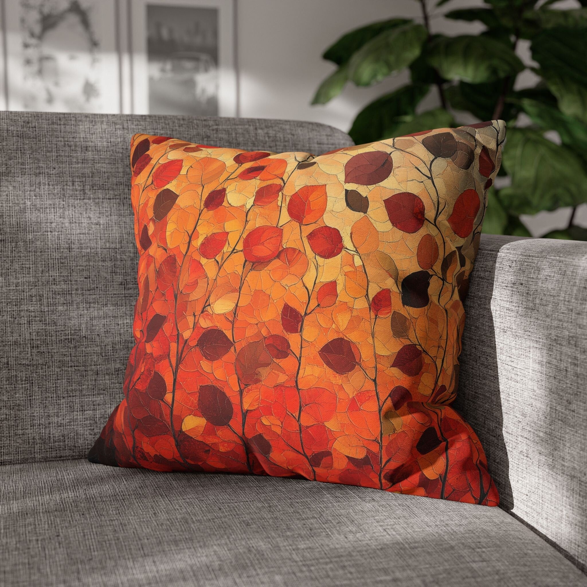 Autumn Leaves Pillow Cover | Vibrant Fall Colors with Ombré effect | Seasonal Home Decor