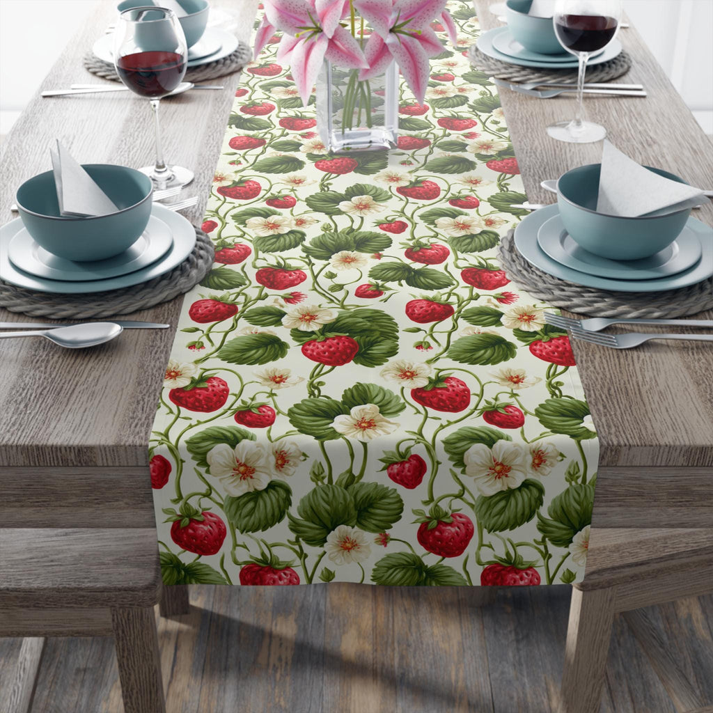 Wild Strawberry Table Runner: Botanical Summer Table Decor