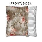 Pink Rose Throw Pillow Cover - Botanical Blush Design
