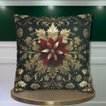 Poinsettia Pillowcase: Festive Holiday Floral, Red and Gold Winter Accent