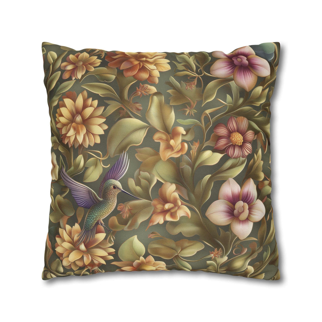 William Morris Botanical Hummingbird Throw Pillow Cover: Floral Vintage Style