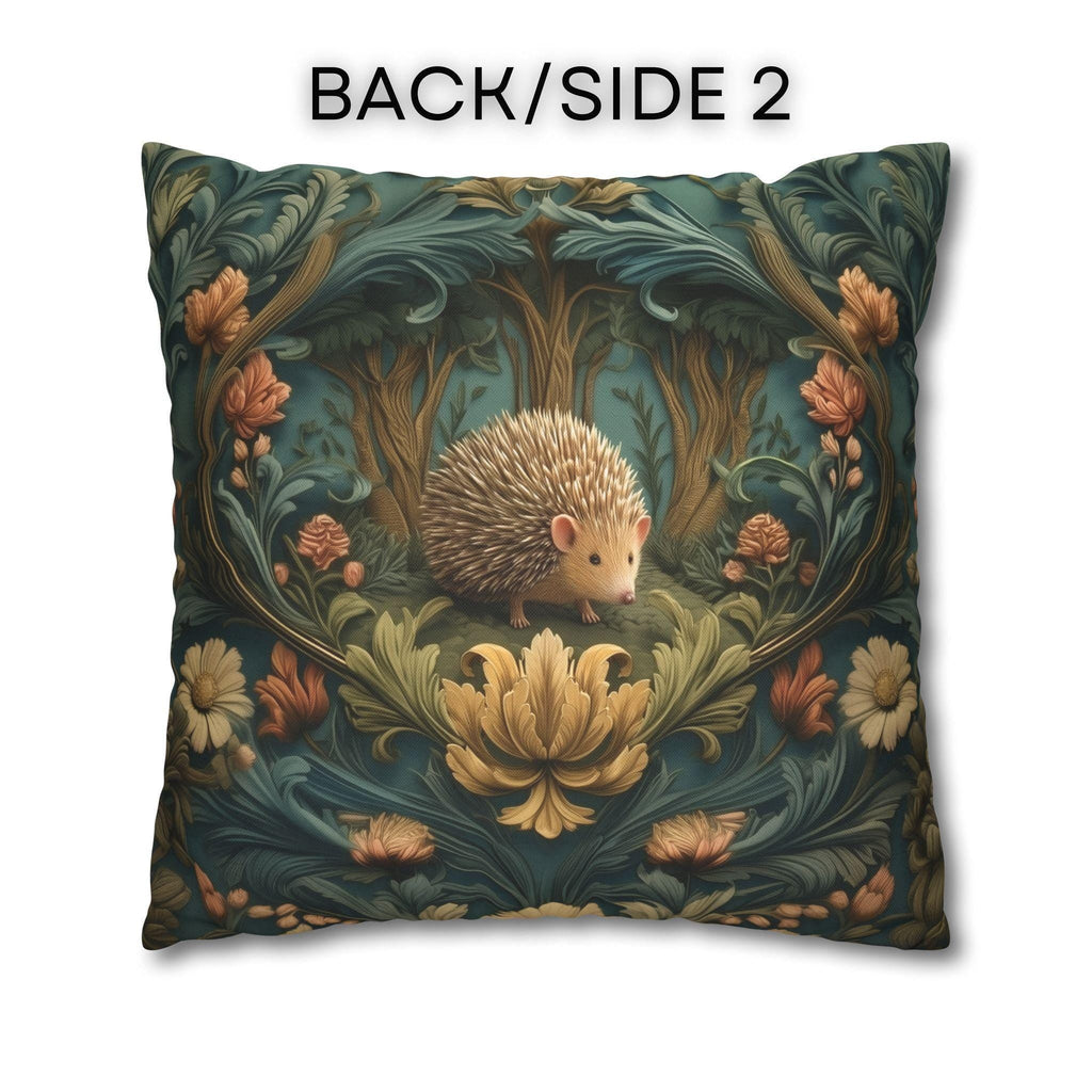 William Morris Inspired Pillow Cover: Woodland Hedgehog Storybook Forest Botanical