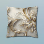 3D Rendered Elegant Christmas Ribbon Pattern Pillow Cover: Pale Gold and Silver Shimmer