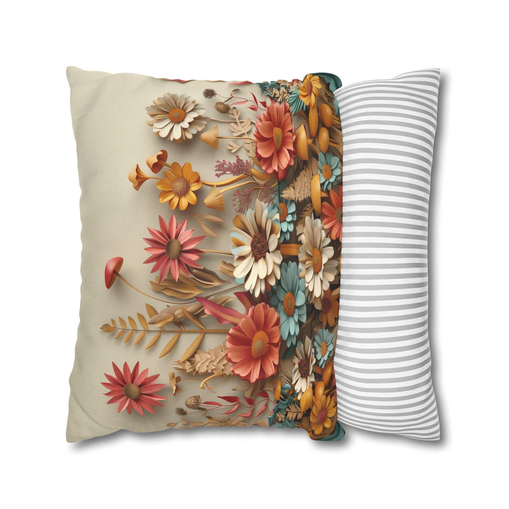 Floral Botanical Garden Pillow Cover: Warm Tone Accent Cushion