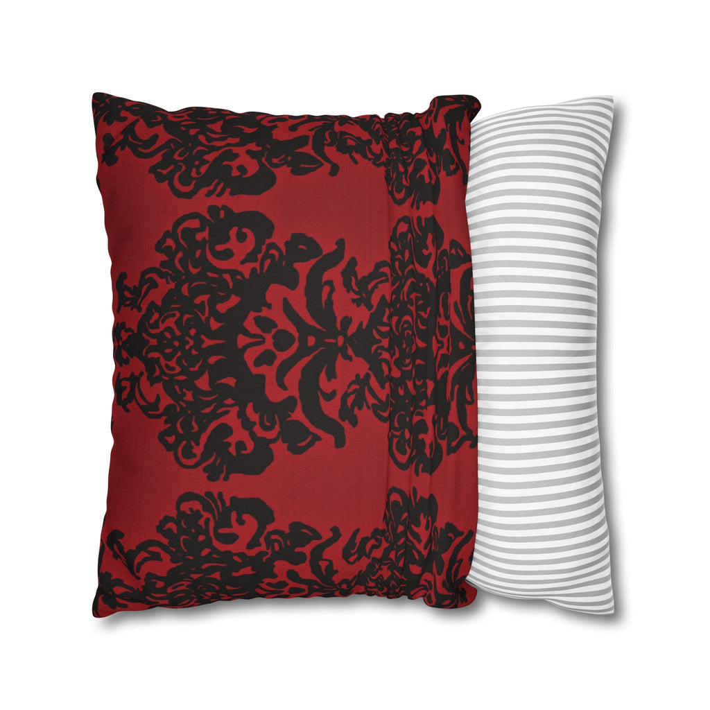 Black Damask Pillow Cover: Gothic Crimson Red Accent Pillow