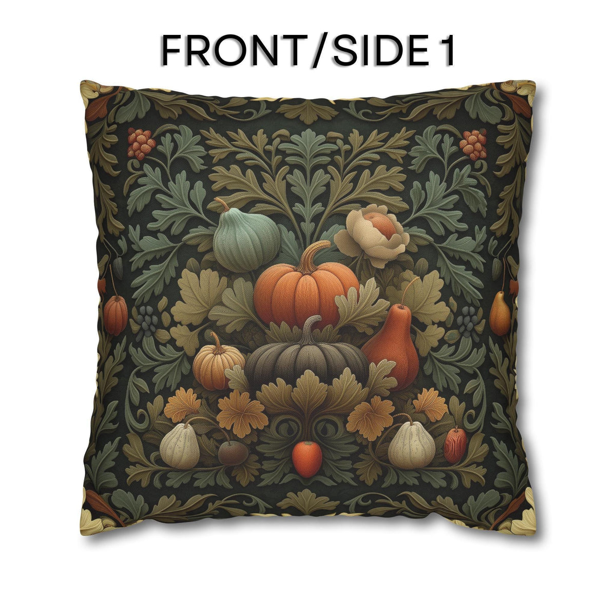 William Morris Inspired Fall Pillow Cover: Sage, Brown & Gold Vintage Style Tapestry