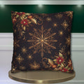 Luxurious Snowflake Poinsettia Pillowcase, Burgundy & Gold Christmas Winter Decor, Elegant Holiday Pillow Cover