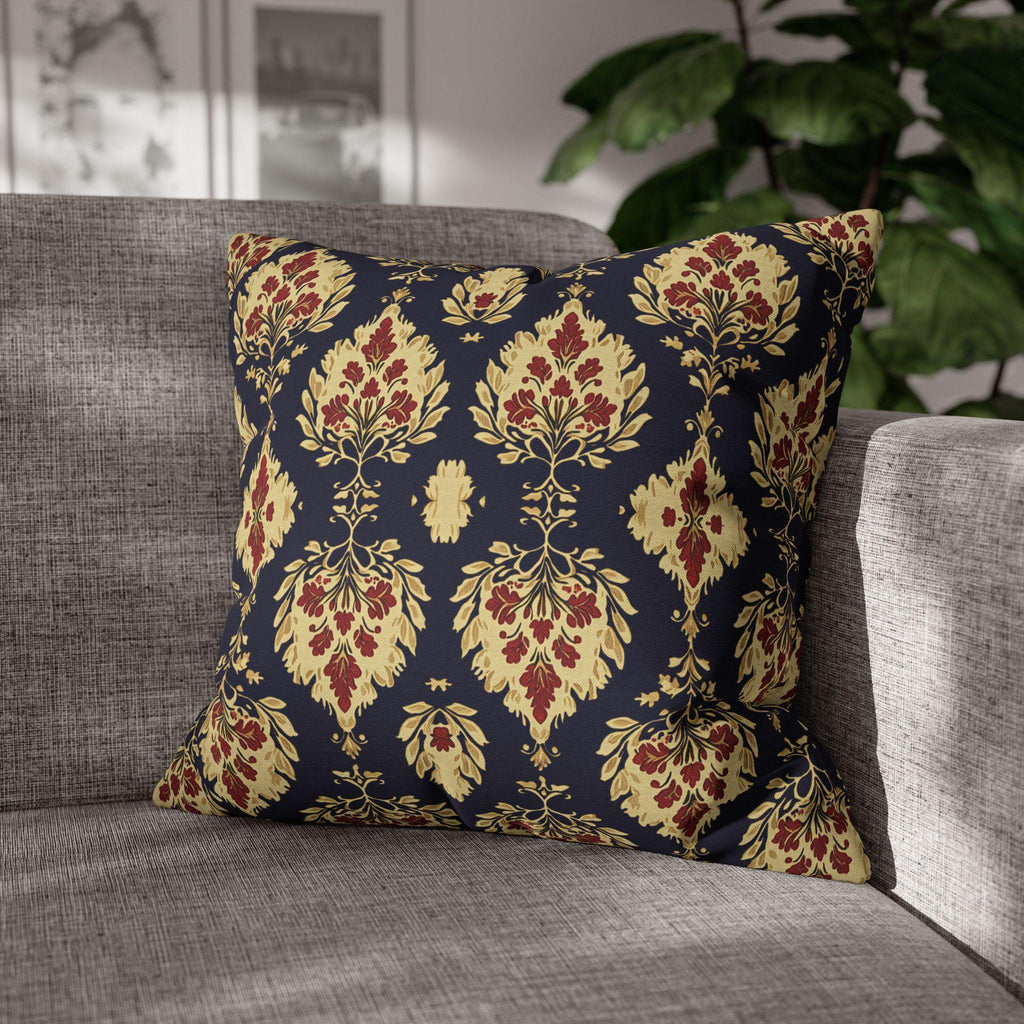 Elegant Ikat Pillow Cover: Navy Gold & Red Holiday and Year Round Decor