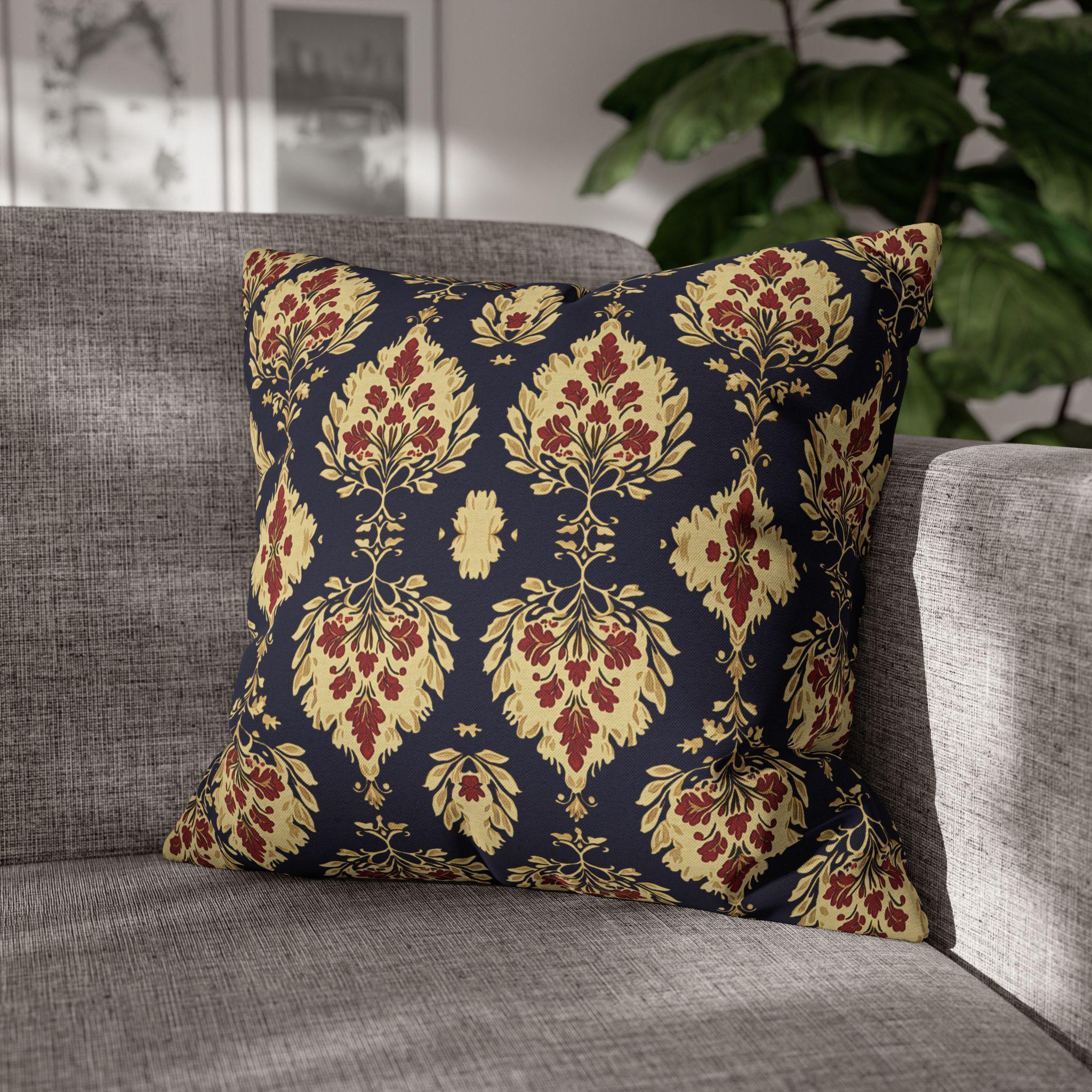 Elegant Ikat Pillow Cover: Navy Gold & Red Holiday and Year Round Decor