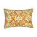Damask Lumbar Pillow, Pumpkin Spice Fall Decor, Elegant Accent Cushion