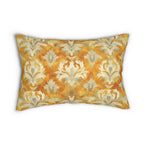Damask Lumbar Pillow, Pumpkin Spice Fall Decor, Elegant Accent Cushion