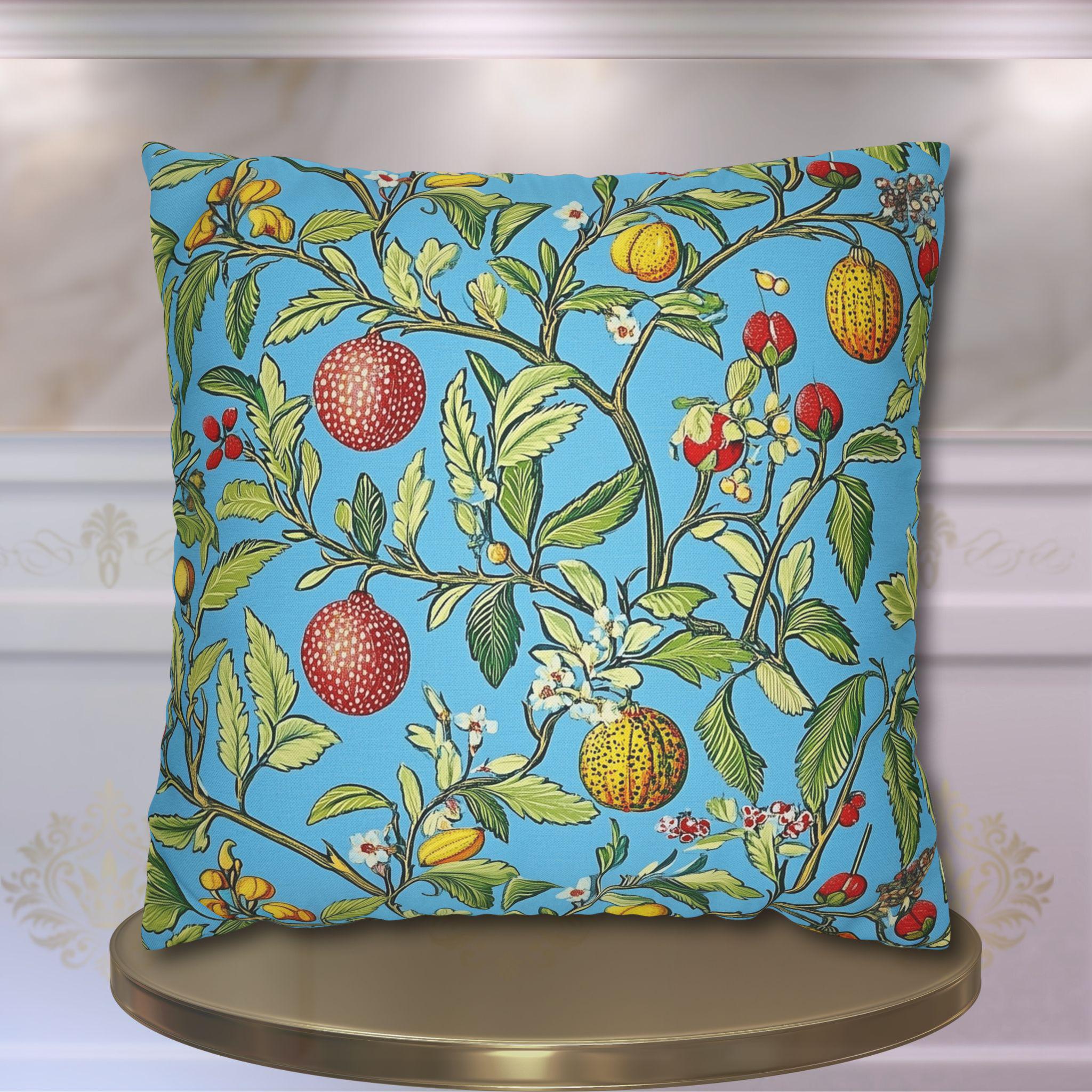 William Morris Botanical Pillow Cover: Four Fruits Vintage Style Cottagecore Decor