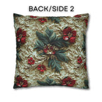 Elegant Christmas Poinsettia Pillowcase: Luxurious Floral Holiday Decor with Beige Background