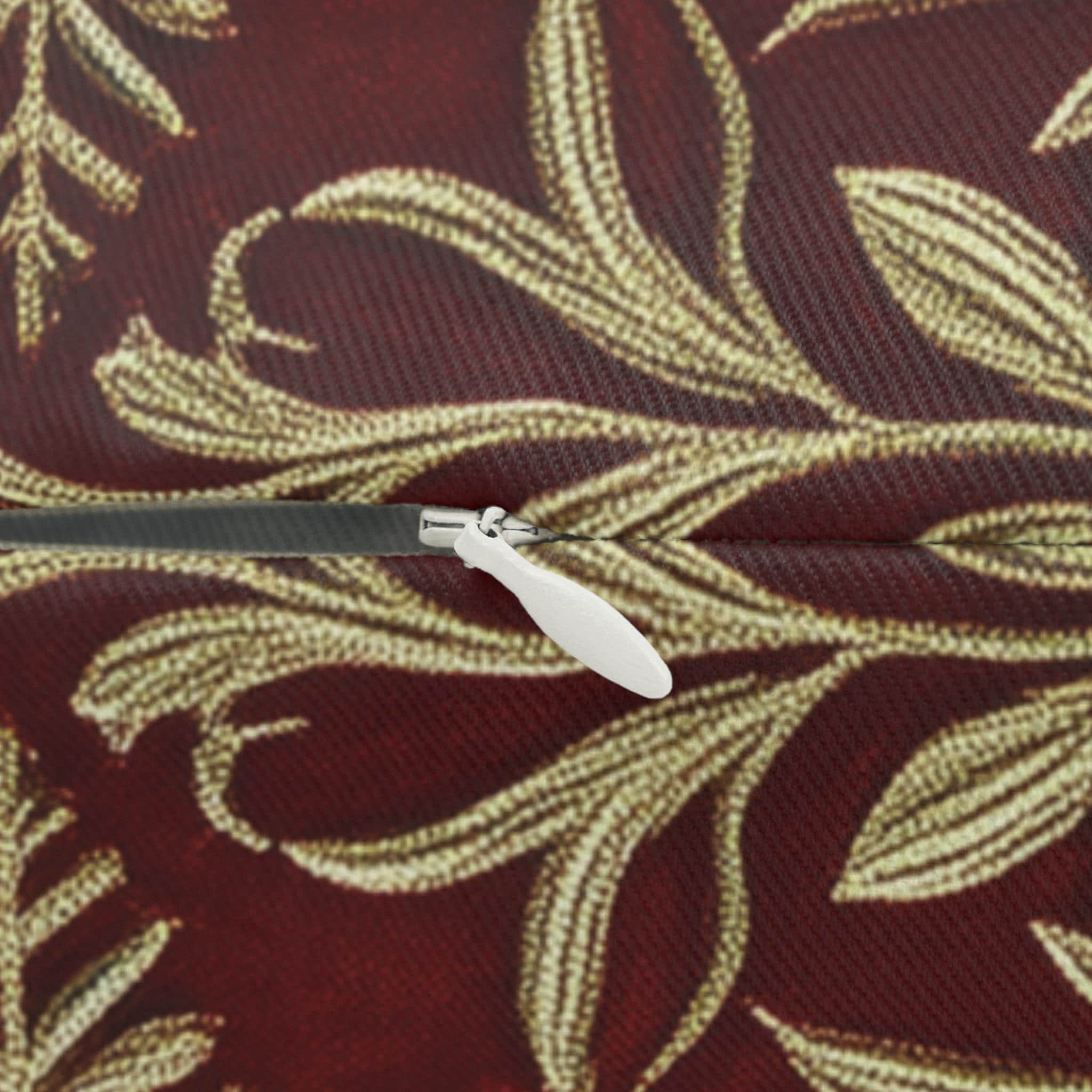 Christmas Snowflake Lumbar Pillow: Crimson Red Antique Gold with Deep Green Accents