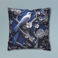 Elegant Chinoiserie Blue Bird Pillow Cover: Porcelain-Inspired White Blossom Home Decor Cushion