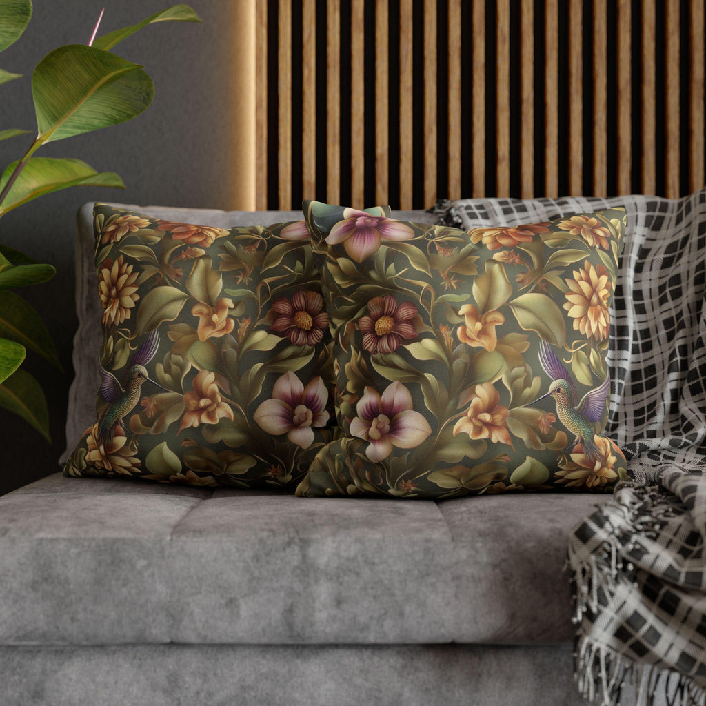 William Morris Botanical Hummingbird Throw Pillow Cover: Floral Vintage Style