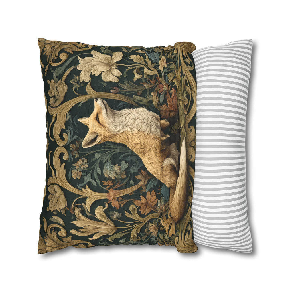 William Morris Fox Pillow Cover: Woodland Botanical Arts & Crafts Decor