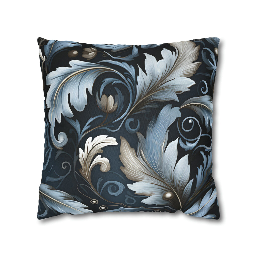 Blue Autumn Leaves Pillow Cover, Floral Pillowcase