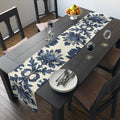 Elegant Blue Floral Table Runner: French Country Farmhouse Decor