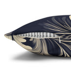 Damask Inspired Pillow Cover, Opulent Floral Scroll Motif, Luxury Ivory & Blue Square Pillowcase