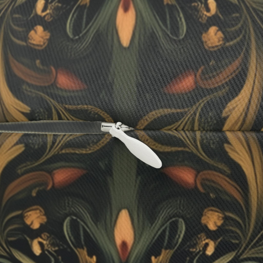 Horse Lumbar Pillow: William Morris Inspired  Golden Equestrian Botanical Floral